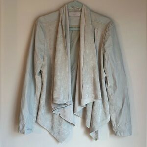 BLANK NYC Faux Suede & Leather Moto Biker Jacket Asymmetrical Zip cowl drape Lg
